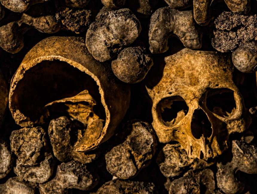 skulls and bones catacombs of Paris