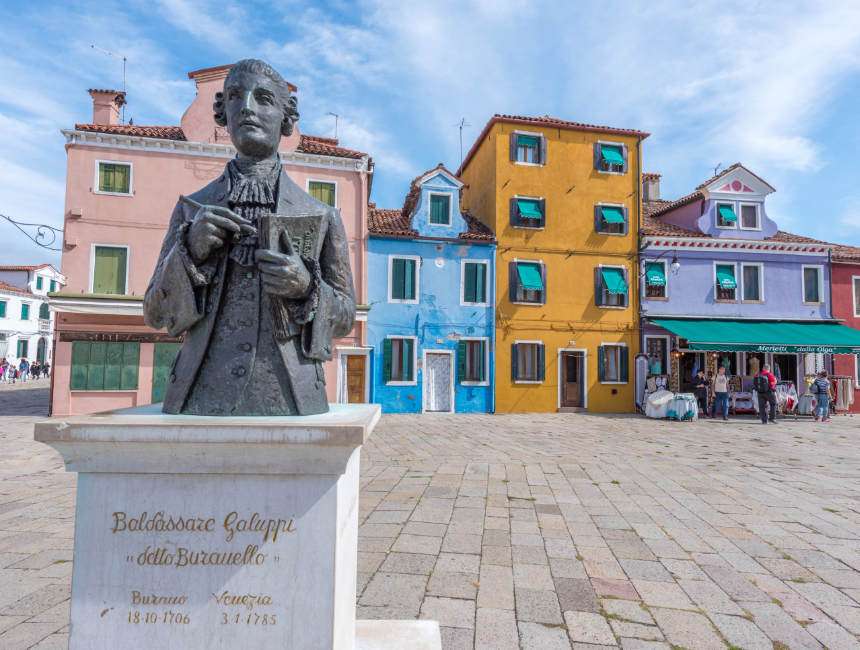 statue of baldassare galuppi things to do in Burano